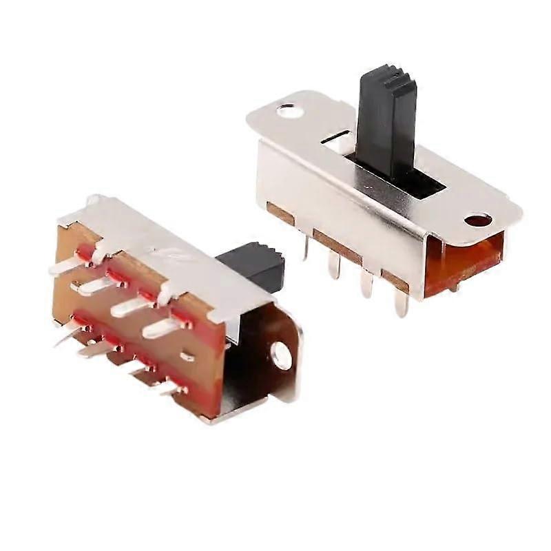 10pcs 8Pin 3Speed Vertical Toggle Slide Switch with Mounting Ear  Current Capacity