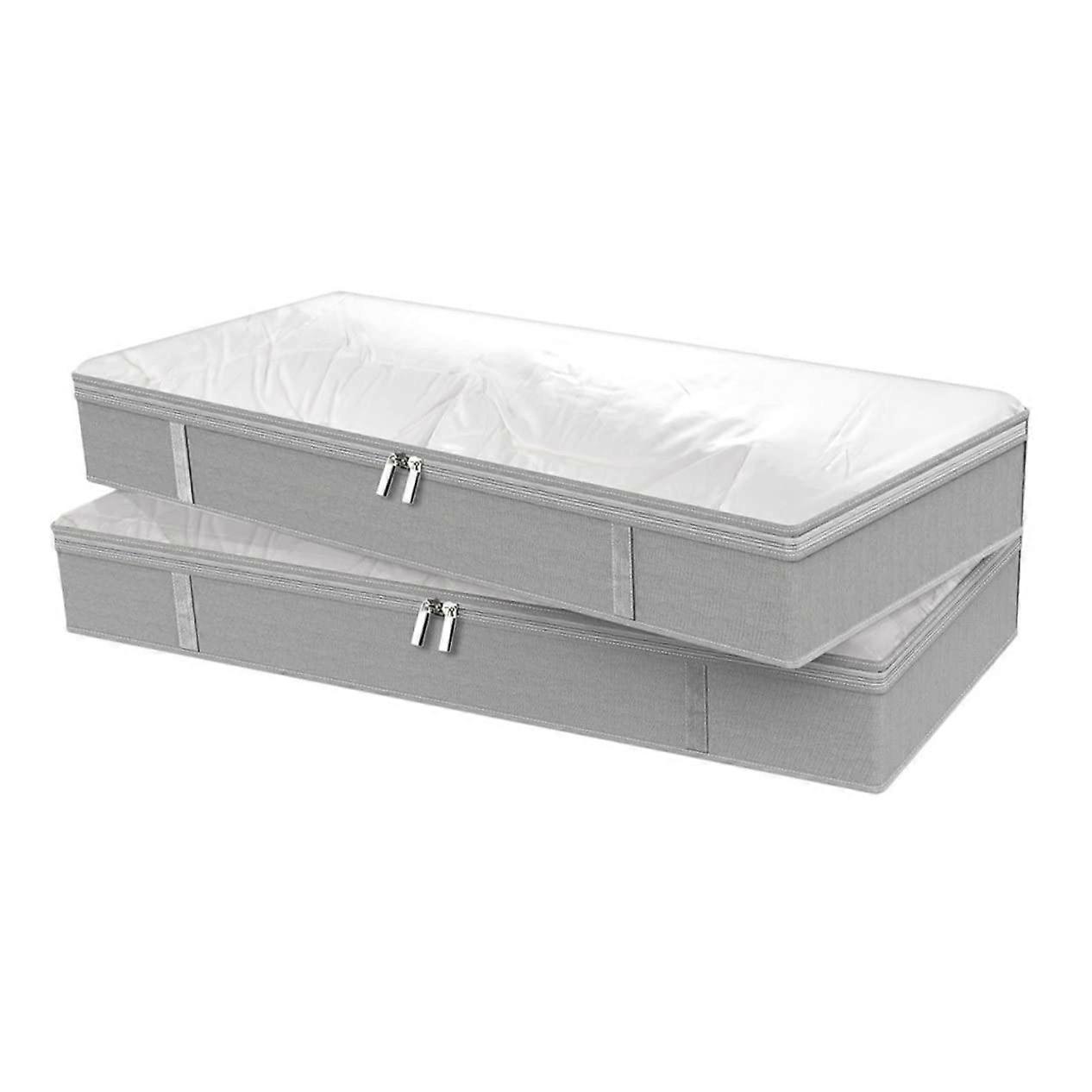 2pcs Under Bed Storage Box Foldable Waterproof Organizer for Clothes Blankets with Durable Seams