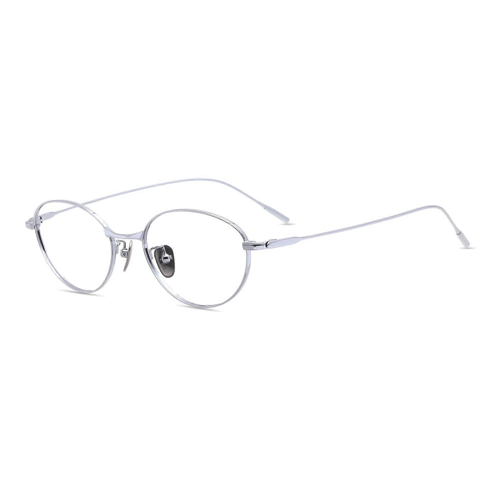 Oversized Blue Light Blocking Reading Glasses Men Women Beta Titanium AntiReflective Silver +0.75