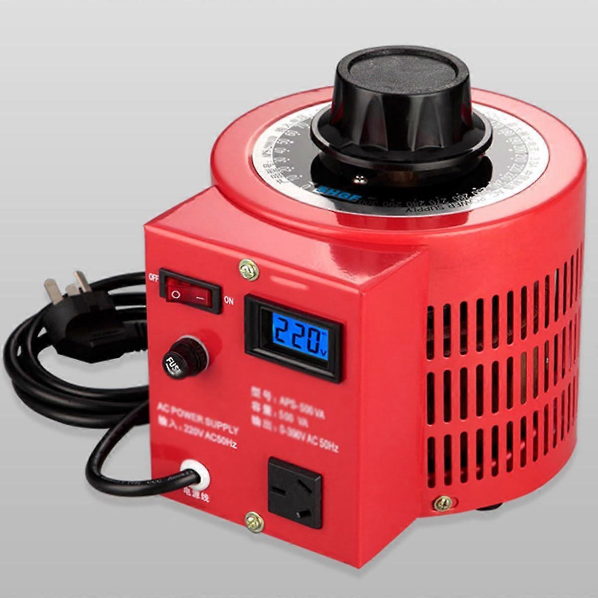 AC Voltage Regulator Single Phase Variable Transformer 500VA Pure Copper Coil with Digital Display