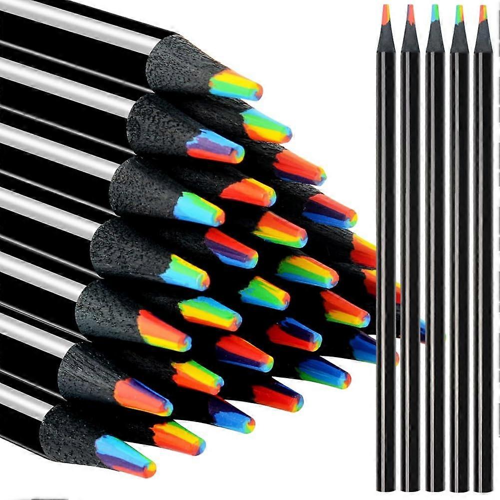 Rainbow Colored Pencils Set 24pcs Black Wood Smooth Gradient Tips for Drawing and Coloring