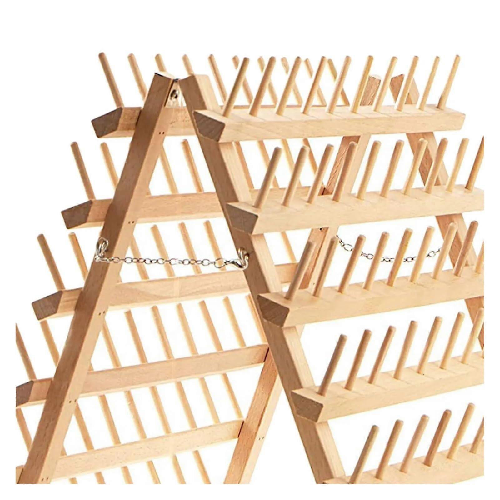 Wooden Thread Spool Rack for Sewing, Folding Yarn Holder, Tangle MultiSize Storage