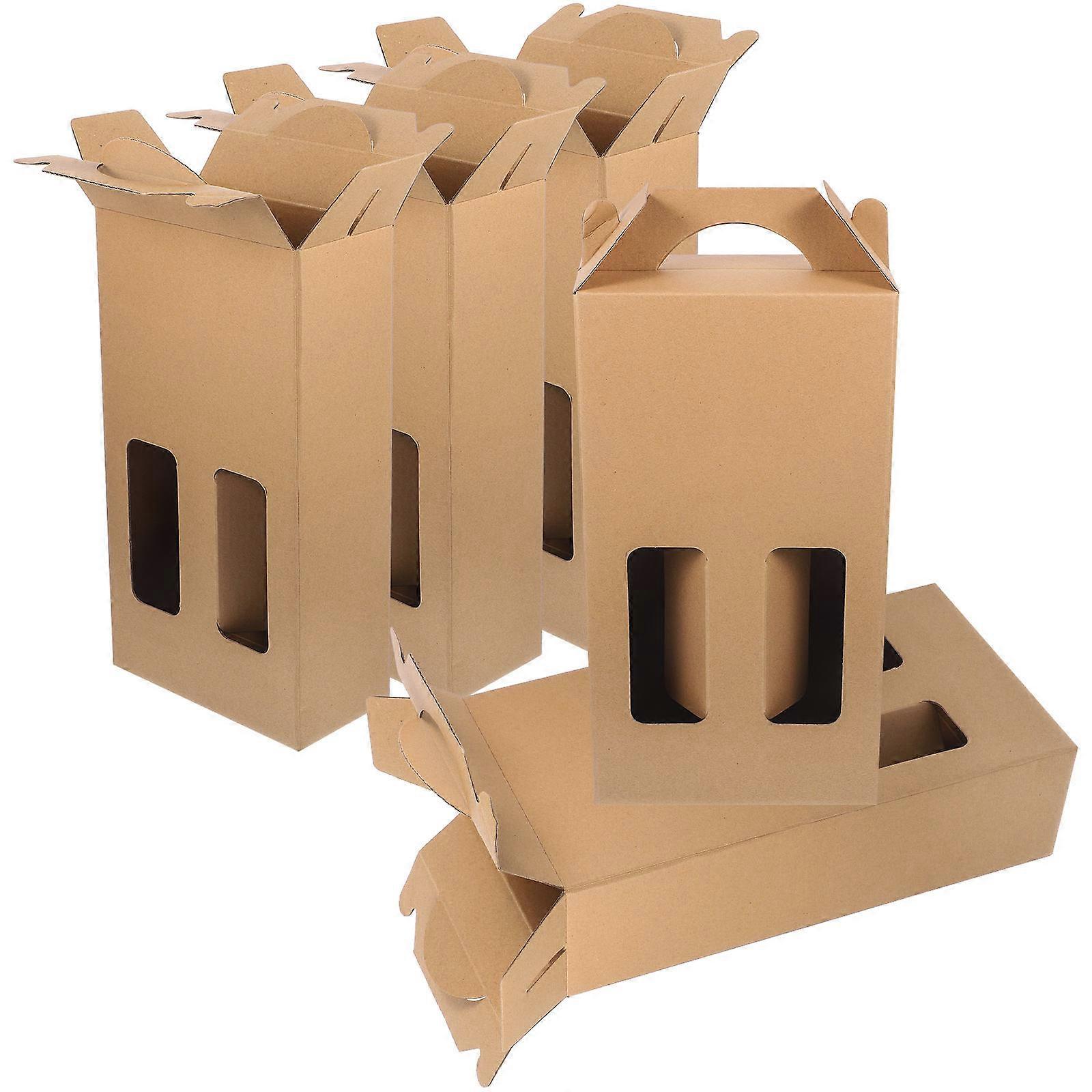 Wine Box Holder Paper Made Rectangular Form Flat Top Design For Wine Lovers 5Set