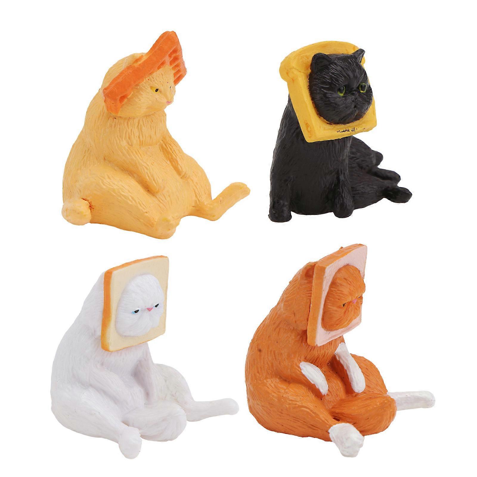 Plastic Cat Adornment Cat Decor for Decoration 4Pcs Mixed