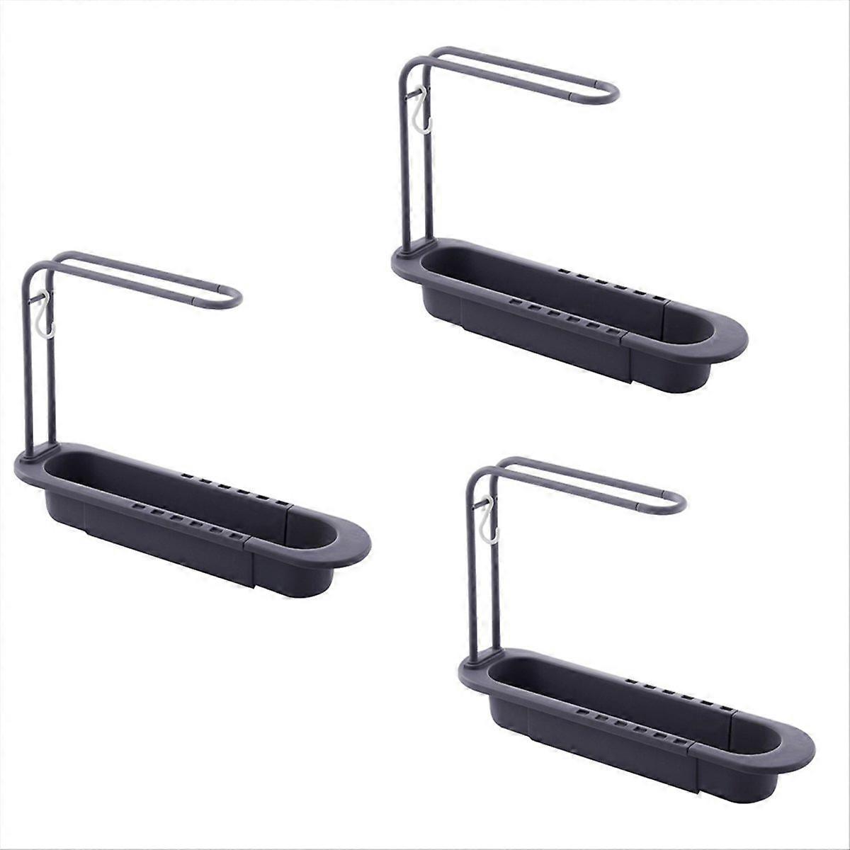 Telescopic Rack, Drain Rack, Kitchen Storage Basket Accessories Gray