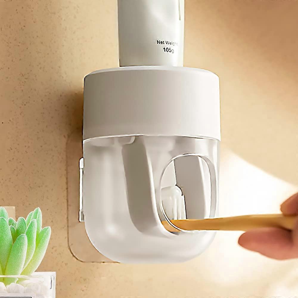 Automatic Toothpaste Dispenser White Transparent Wall Mounted Measured Dispensing Bathroom Holder
