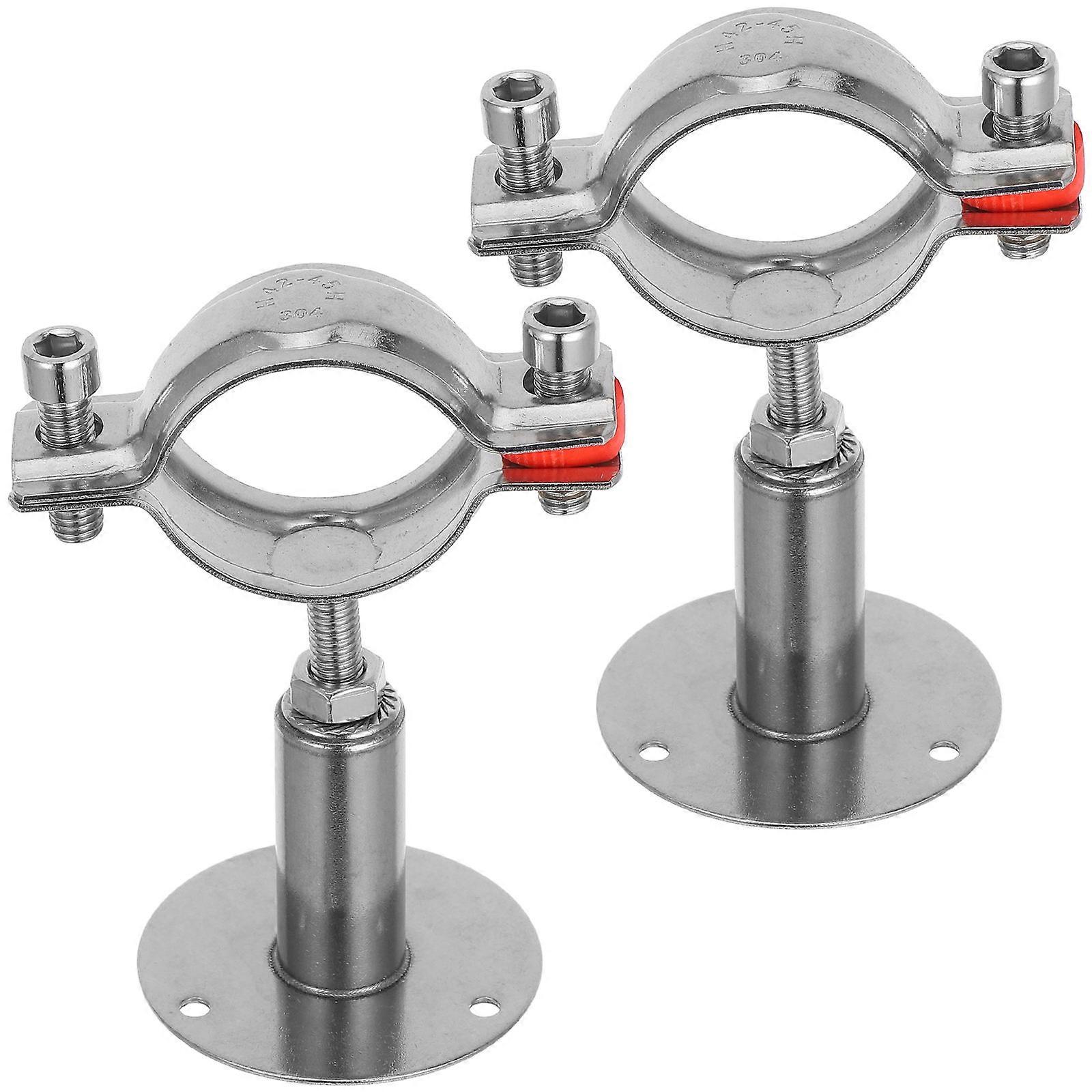 Adjustable Stainless Steel Pipe Support Bracket for Wall Mount Ceiling Mount 2Pcs