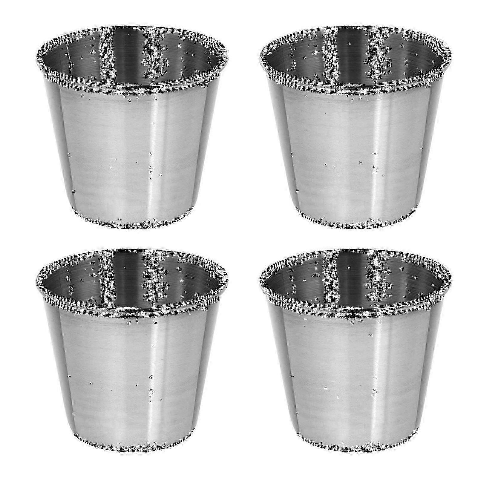 4pcs Stainless Steel Multi-Function Coffee Cups 70ml Rustproof for Home & Office Use (Silver)