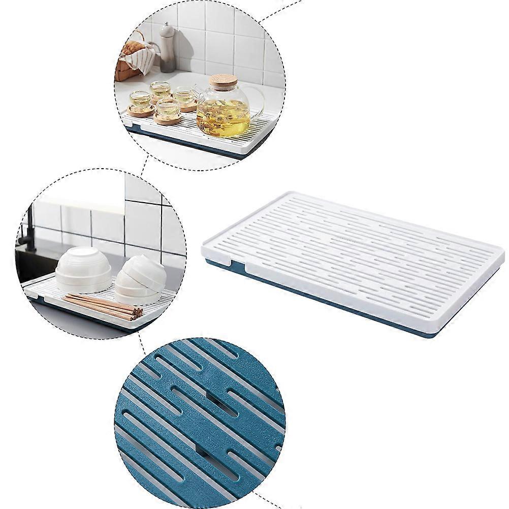 White Plastic Rectangular Tea Tray Double-Layer Drain Tray for Kitchen 1Pcs