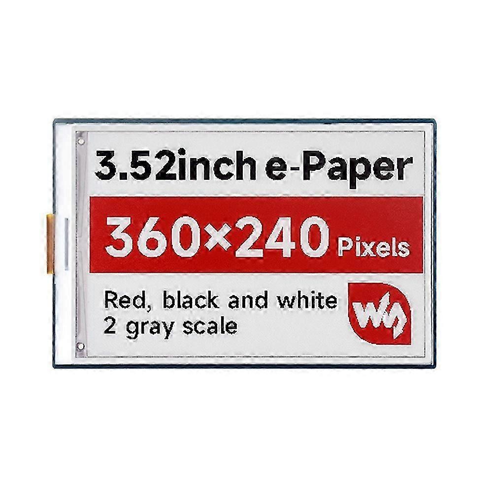 Waveshare 3.52Inch E-Ink Display Module E-Paper Red Black White Display 360x240 SPI Interface for Raspberry Pi 5/4B/3B/3B+ simple
