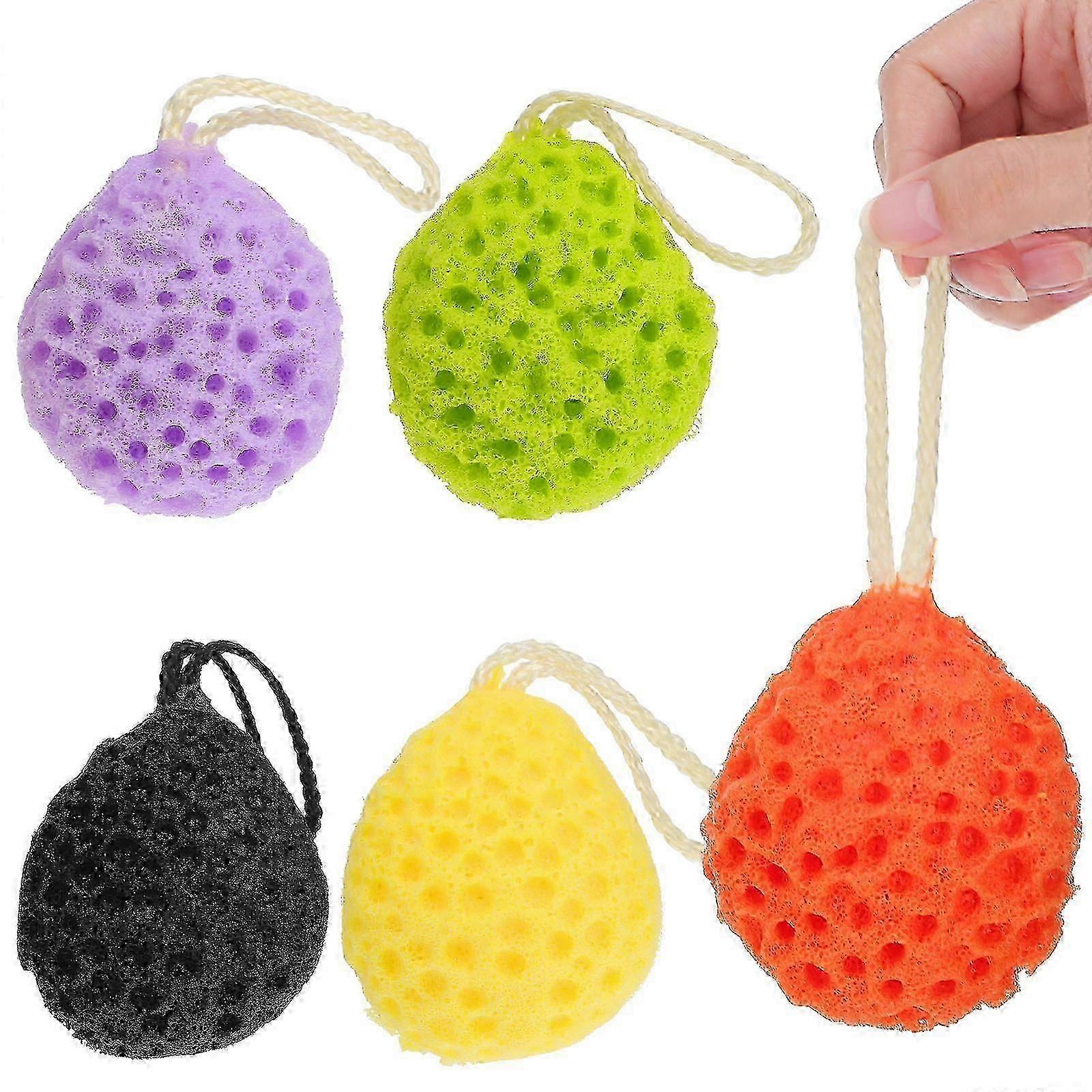 Colorful Bath Sponge Set, Exfoliating Shower Scrubber, 5 Pack