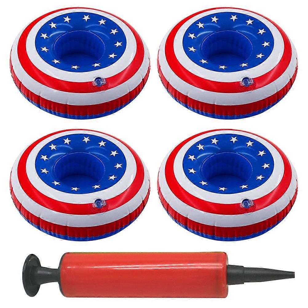 Floating Drink Coaster Star Pattern Cup Holder for 5Pcs Inflatable Blue