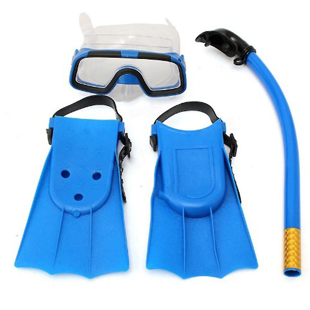 blå barn barn 3pcs svømming snorkling flippers sett