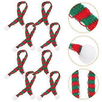 Conjunto de 10 miniaturas de cachecóis vermelhos decorativos para bonecas e festas, medindo 23 cm x 1 cm x 0,5 cm, estilo tricô.
