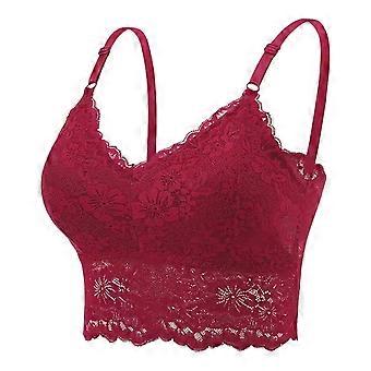 Lace Bralette Padded Bra For Women Comfortable Stretchy Fabric Push Up Design For Layering Or Wearing Alone  Burgundy XL