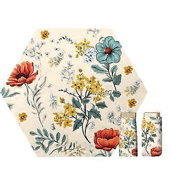 INF Ultraleichter kleiner flacher sechsfach gefalteter Regenschirm Floralream (Dram + farbiger Kleber)