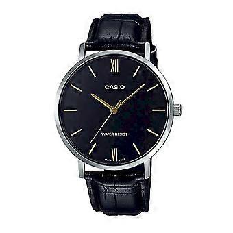 CASIO COLLECTION MINIMAL, LEATHER - BLACK
