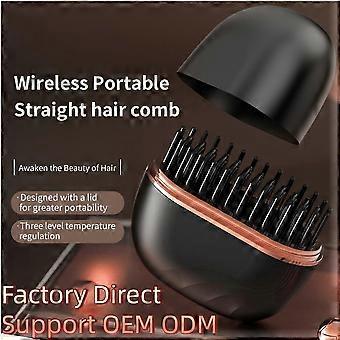 Wireless Portable Mini Hair Straightener Brush with 3 Heat Settings, Fast Heatin