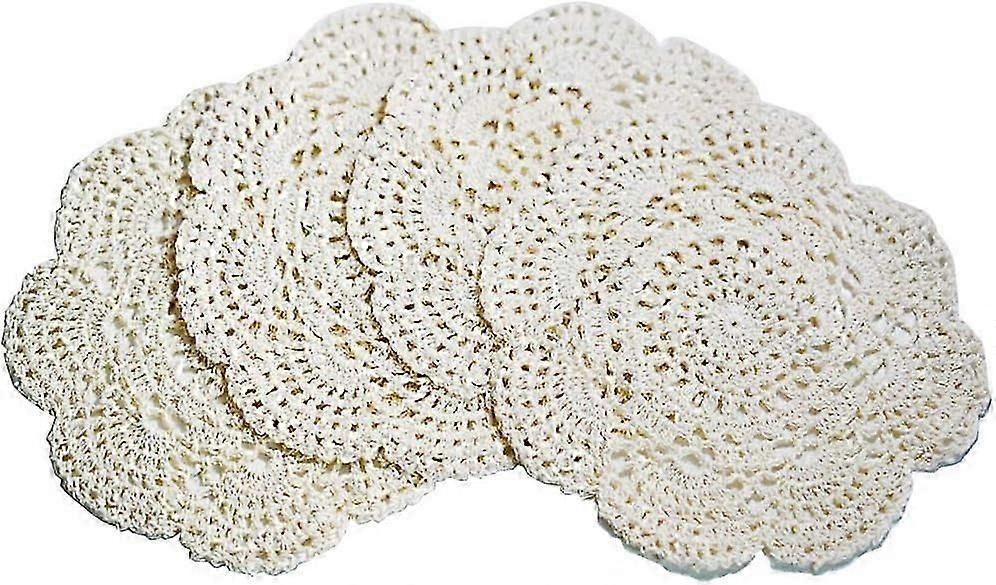 Gehäkelte runde Spitze Deckchen handgemachte Tischsets, 4er-Pack
