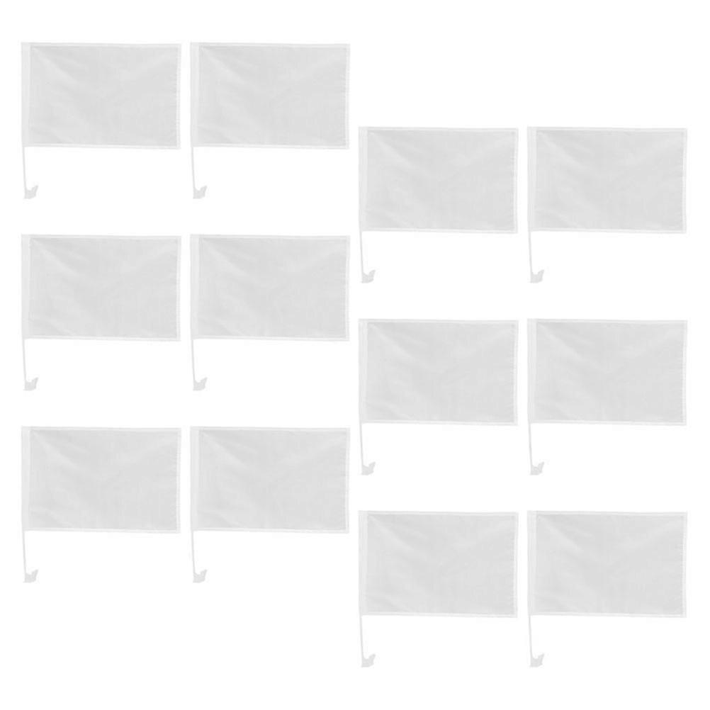 12Pcs Blank Handheld Flags, DIY Polyester Flags with Flagpole for Car Window Decoration