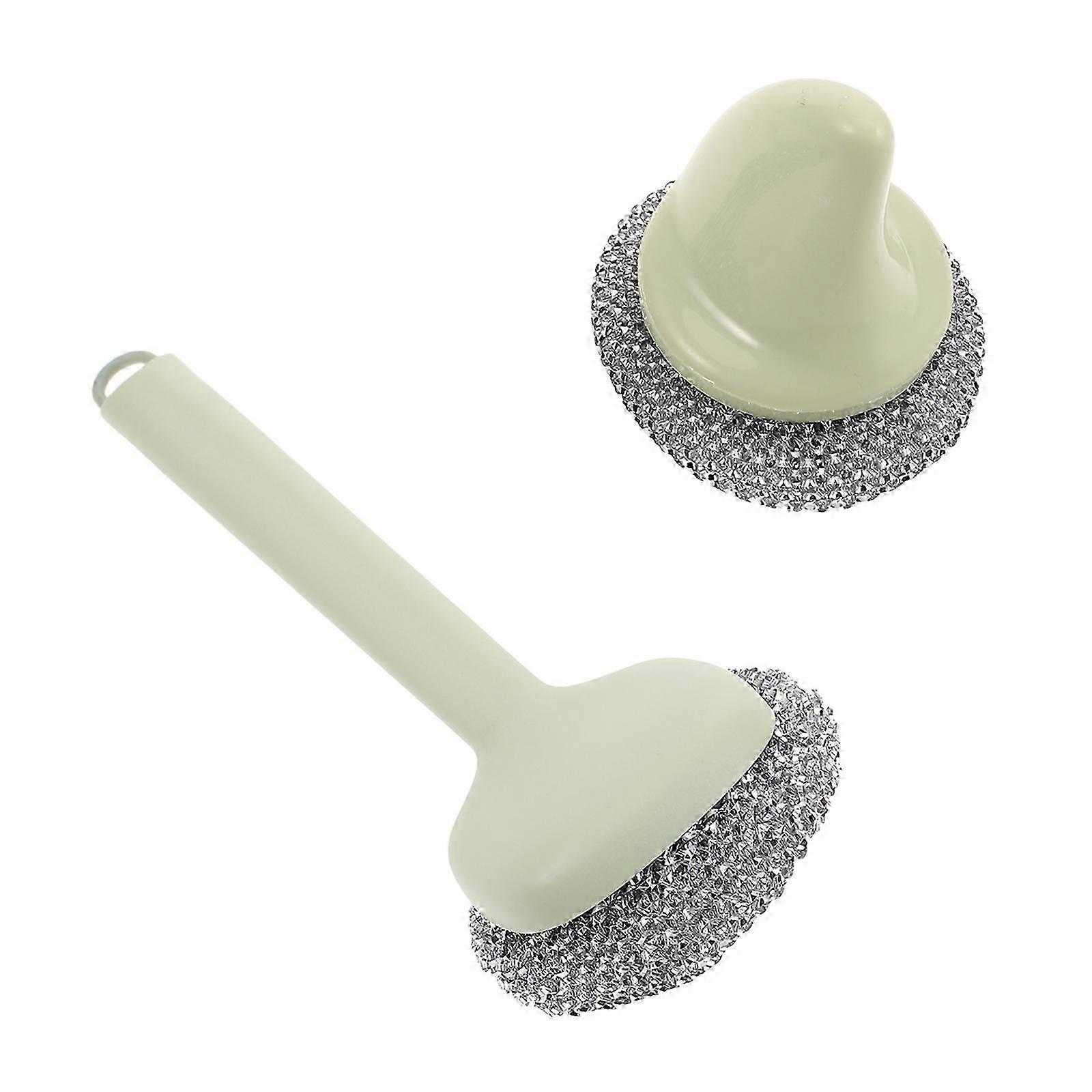 2-Piece Light Green Long Handle Wire Brush Set for Kitchen Cleaning