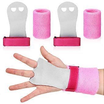 4 Pcs Gymnastics Grips and Wristbands Bar Grips Palm Protection and Wrist Support Bands for Kid's Workout Exercise