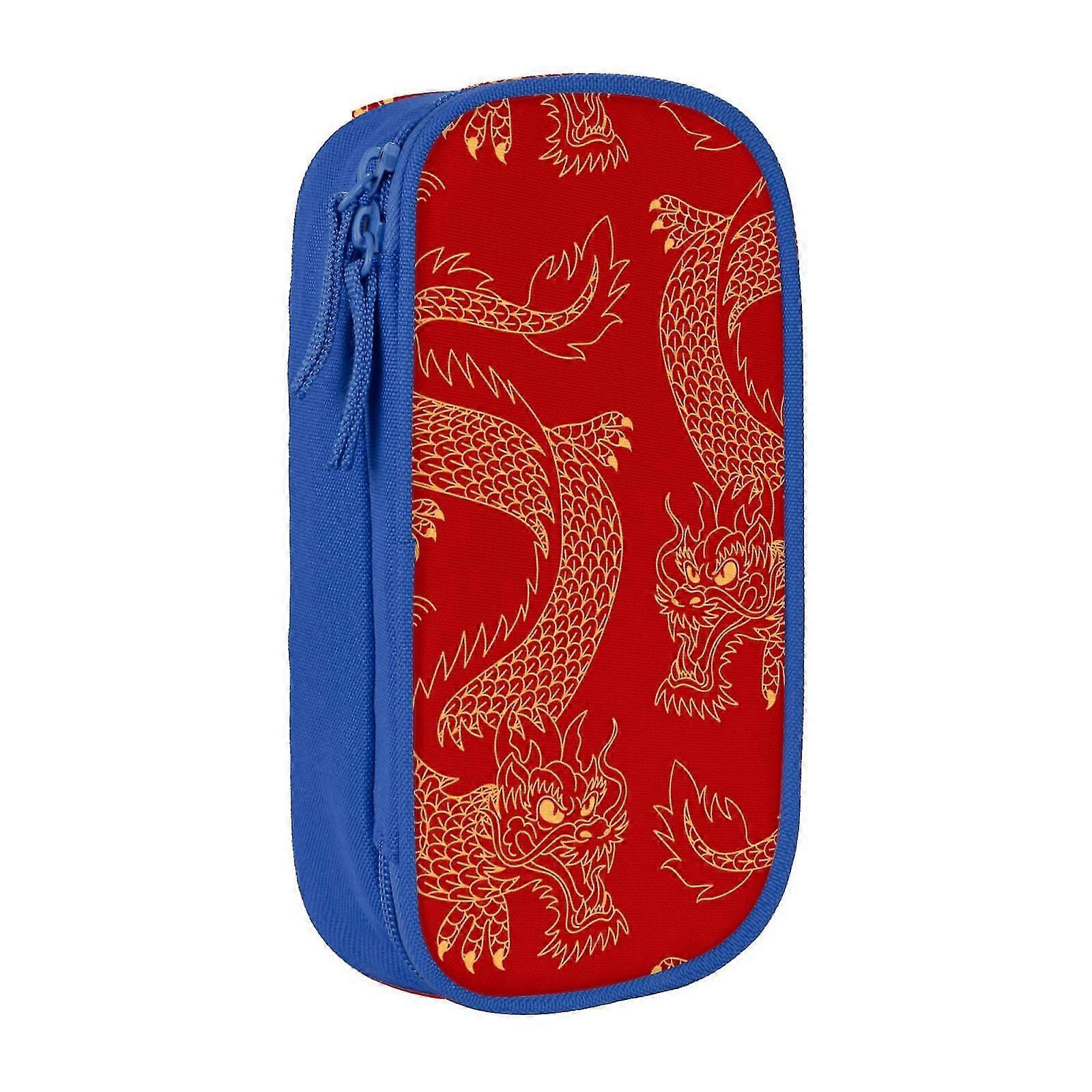 ss2132 Large Storage Pencil Case, Hand Drawn Dragon Red Pattern