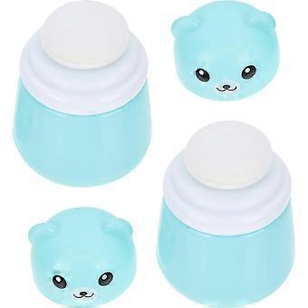 Cartoon Bear Powder Puff Box for Storage Use 2Pcs Baby Talcum Powder Case