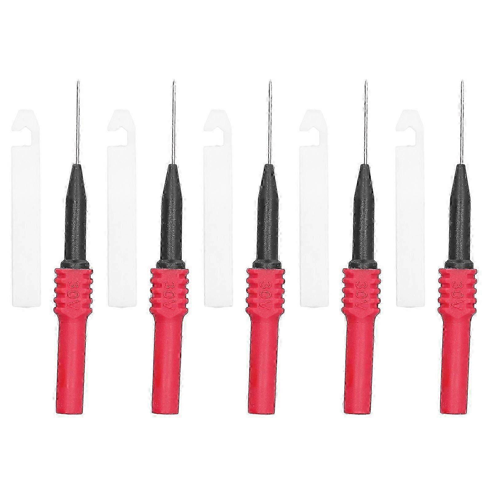 5Pcs Test Probe Piercing Needle 0.7mm with Sheath Testing Accessory Set Kit for MultimeterRed
