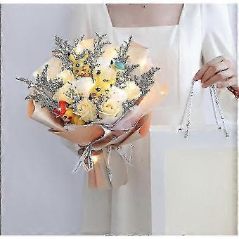Adorable Plush Flower Bouquet with Cartoon Design for Valentine's Day