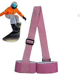 Pink Ski Shoulder Carrier Strap with Adjustable Nylon Straps for Skis and Poles, Fits Wide Snowboards