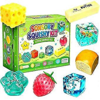 Sensory Squishy Toy Kit, Assorted Soft Slow Rising Safe Fidget Toys Set, Stress Relief for Kids 3+, Boys & Girls, Birthday Christmas Gift