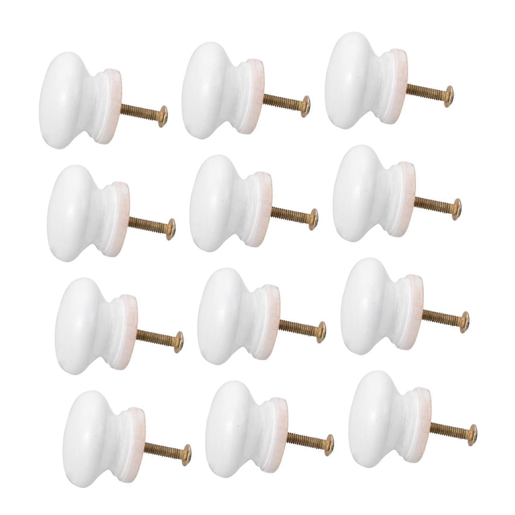 12pcs Solid Wood Cabinet Knobs Round Drawer Pull Handles Single Hole Easy Install for Kitchen and Bathroom Cabinets