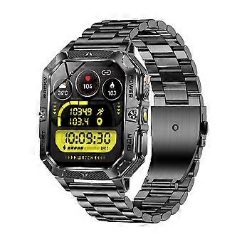 Montre connectée AK115 de 2,01 pouces, compatible Bluetooth, appels, suivi du sommeil, étanche IP68, bracelet en acier à 3 billes