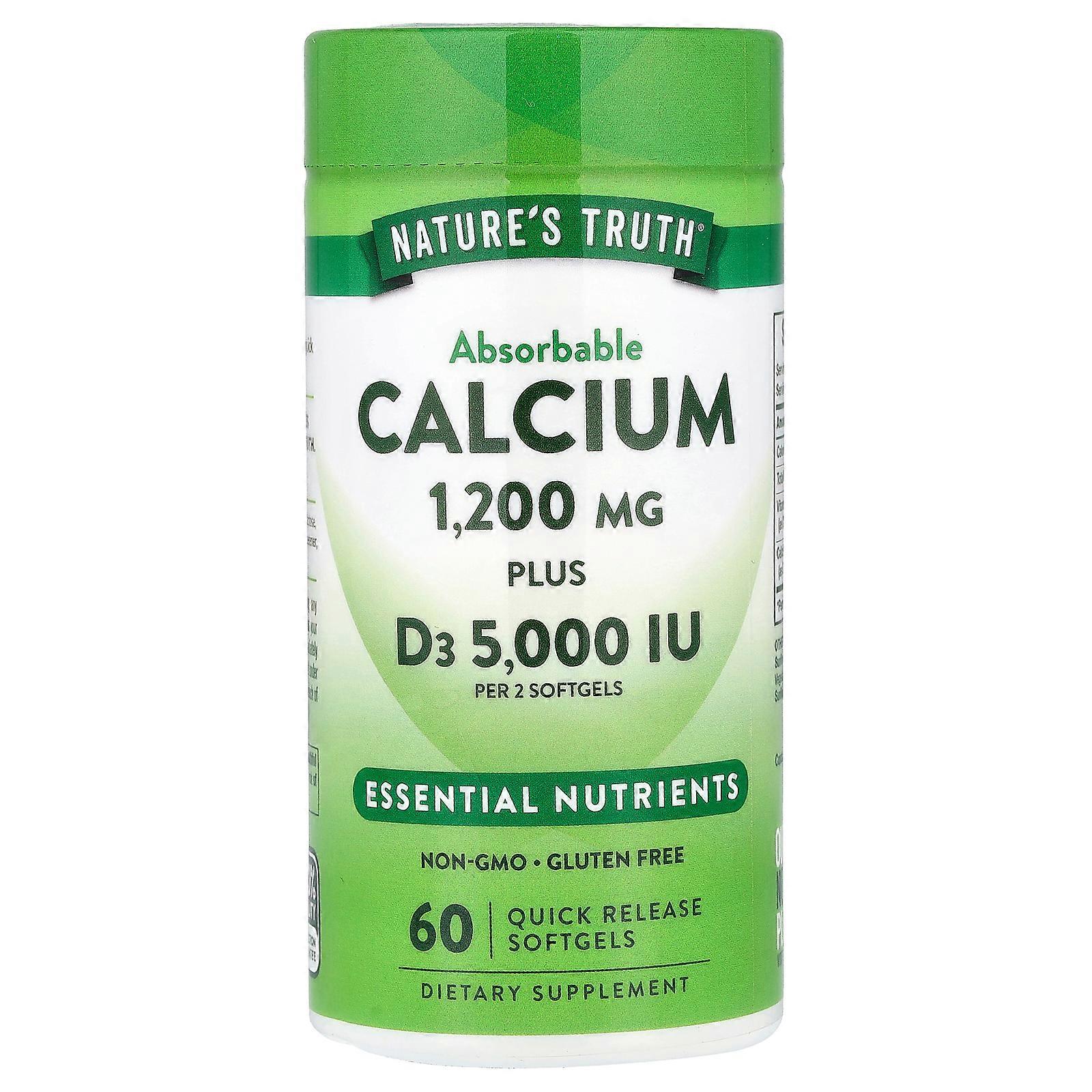 3 x Nature's Truth, Absorbable Calcium Plus D3, 60 Quick Release Softgels