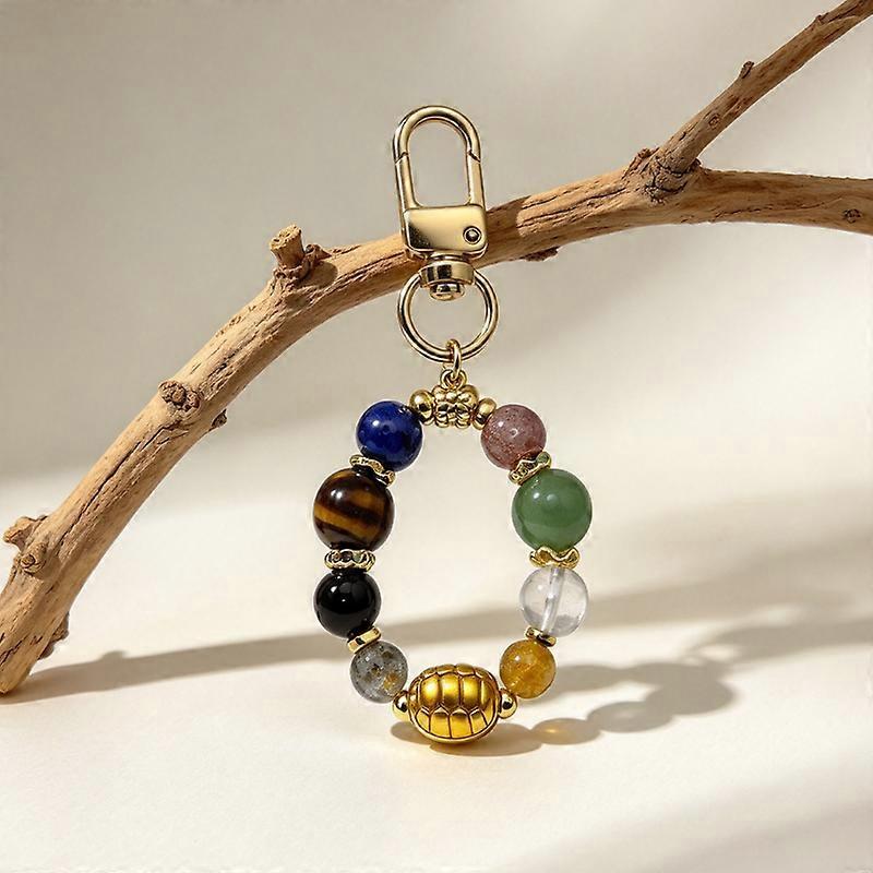 OwniCrystos Golden Turtle Five Elements Natural Crystal Bag Charm