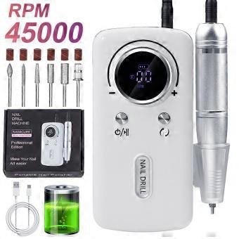 Electric Nail Drill Adjustable speed 0-45000RPM, with 6 drill bits, for Salon and Beginner