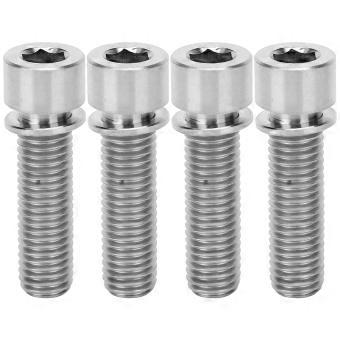 4Pcs Bike Handlebar Stem Bolts Screw Bicycle Titanium Alloy Stem Inner Hex Screws M7x25mmTitanium Color