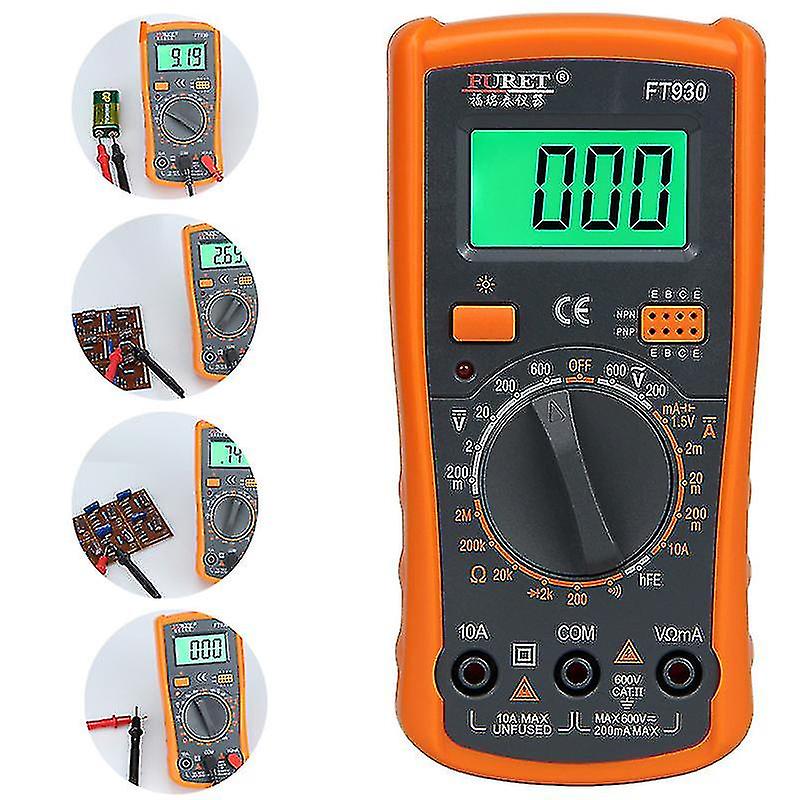Lcd Digital Multimeter Voltmeter Ammeter Ohmmeter Volt Ac Dc Tester Leads Meter Current Tester