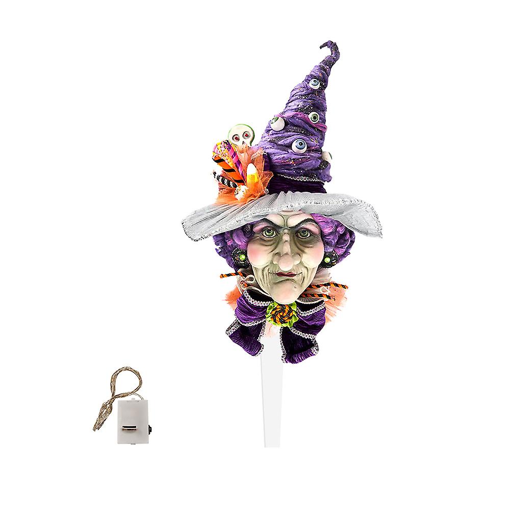 Sweetie Pie Witch Halloween Stake Ornament With Light String For Ground Pots