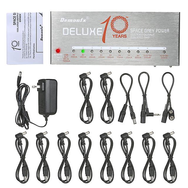 Guitar Power Supply 10 Isolated Output For 9v/12v/18v Effect Pedal With Usb Charging Port Short Circuit & Overload Protection