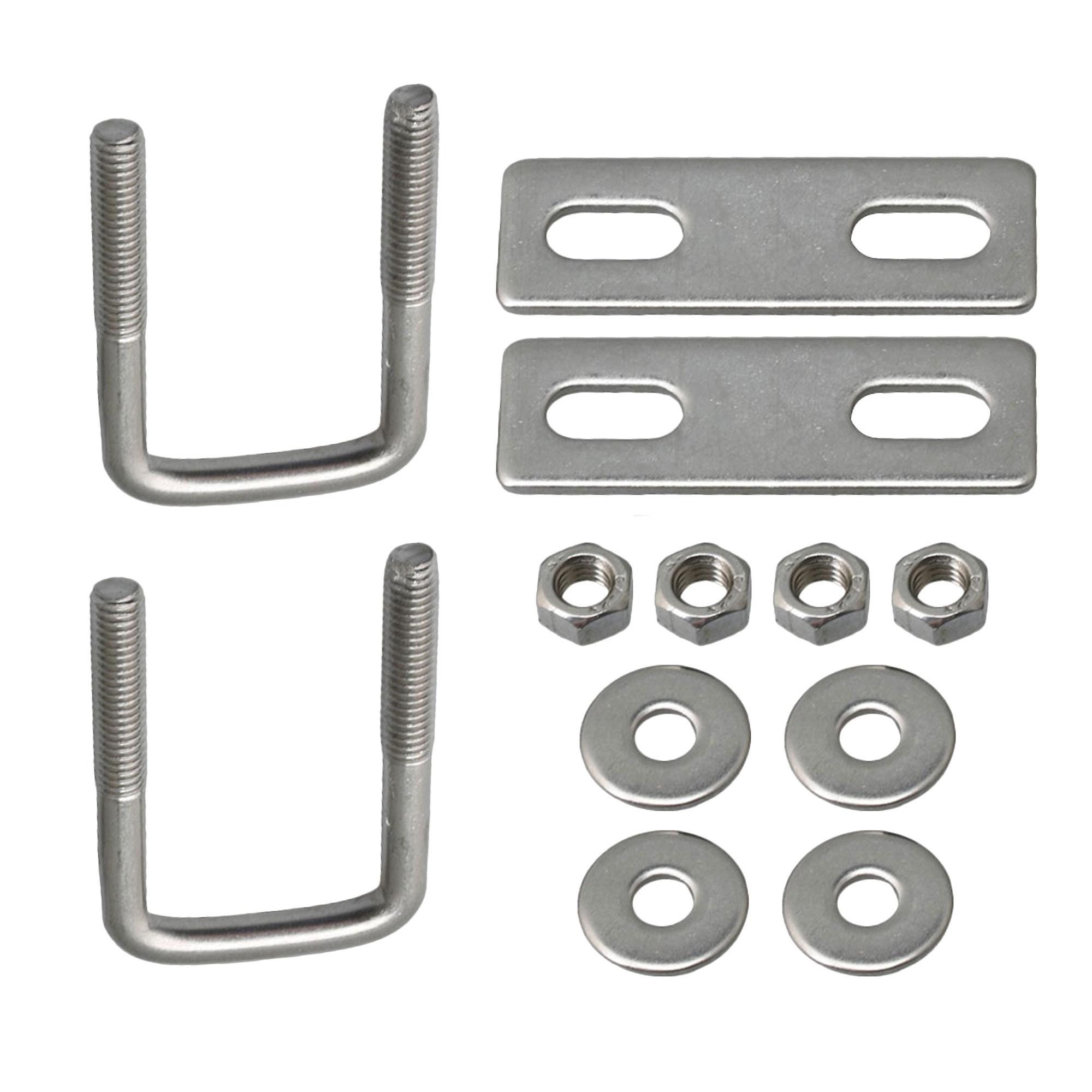 2 Pcs 304 Stainless Steel Square U-Bolts M6 Kit with Nuts Frame Straps