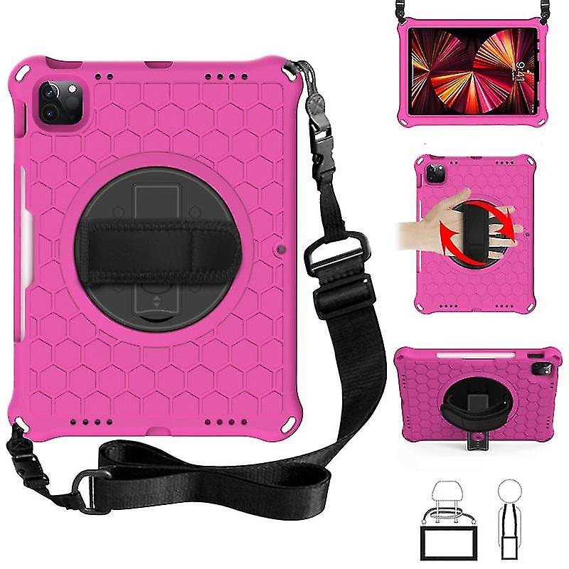 For Ipad Pro 11 2022 / 2021 / 2020 / 2018 360 Degree Rotation Honeycomb Shockproof Silicone Pc Protective Tablet Case With Holder & Shoulder Strap & H