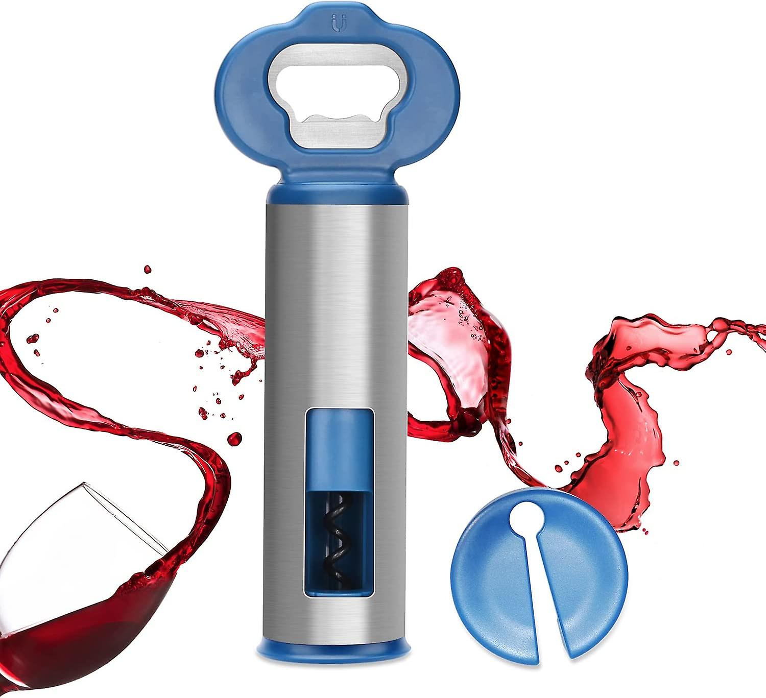 KITCHENDAO 3-in-1 Wine Opener With Foil Cutter - Zinc Alloy Wing Corkscrew With Self-Centering Screw & Bottle Opener