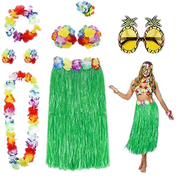 8 Pcs Hula Skirt Costume Accessory Kit for Hawaii Party Dancing