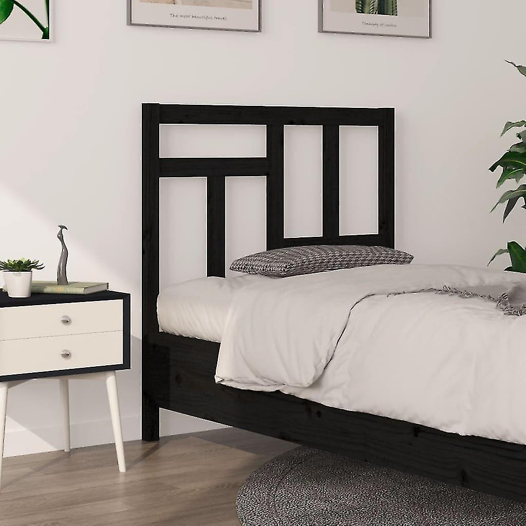 Headboard Black 95.5x4x100 cm Solid Pine Wood