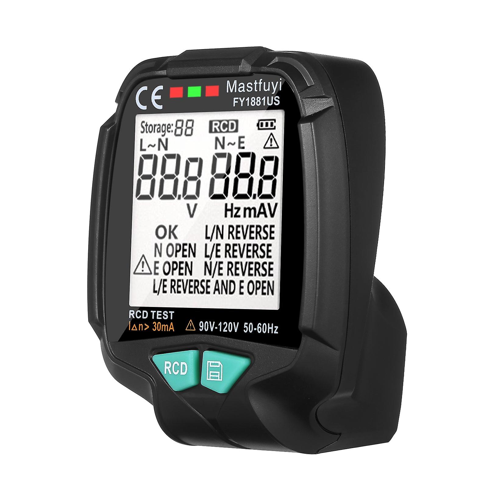 Mastfuyi Socket Tester With Digital Lcd Electric Socket Detector Circuit Detector Electrician Electroscope Rcd Tester