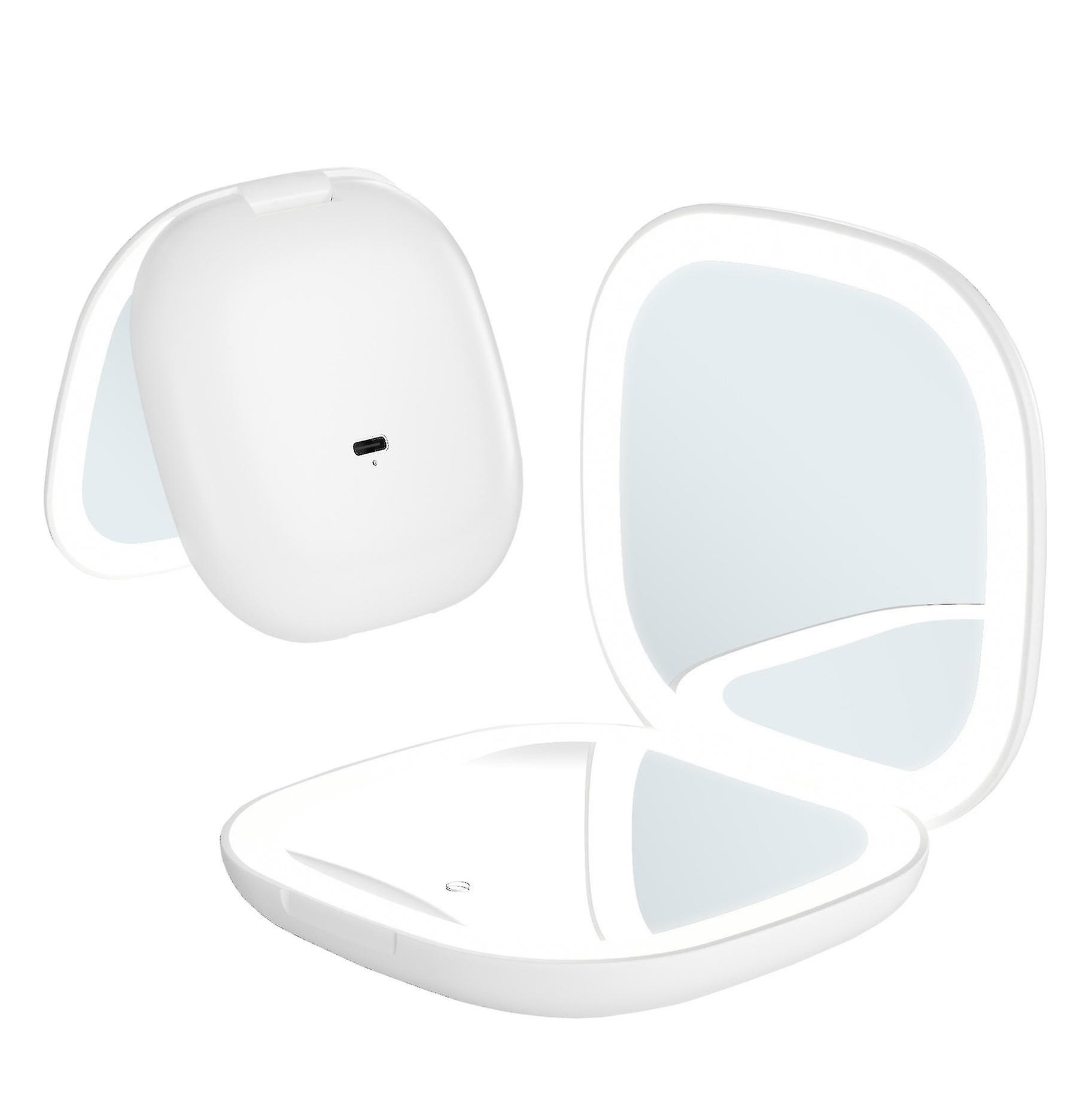 Mini Folding Portable Led Lighted Travel Makeup Mirror, Handheld 2-sided Mirror