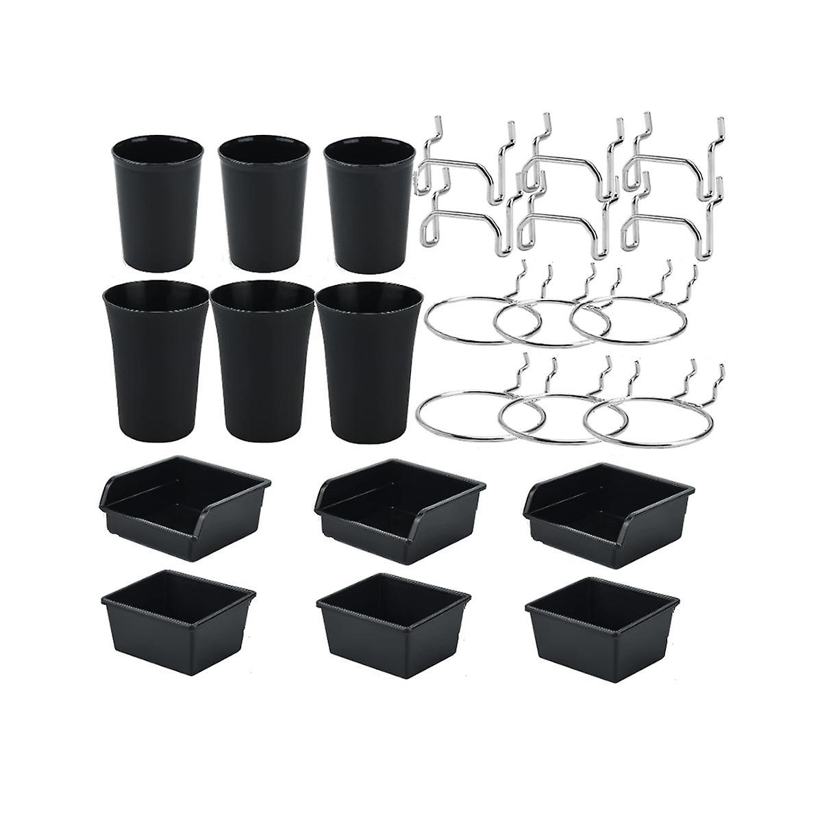Peg Board Bins Peg Board Cups with Hooks & Loop 12Pack,Peg Board Organizer Accessories, Peg Board T
