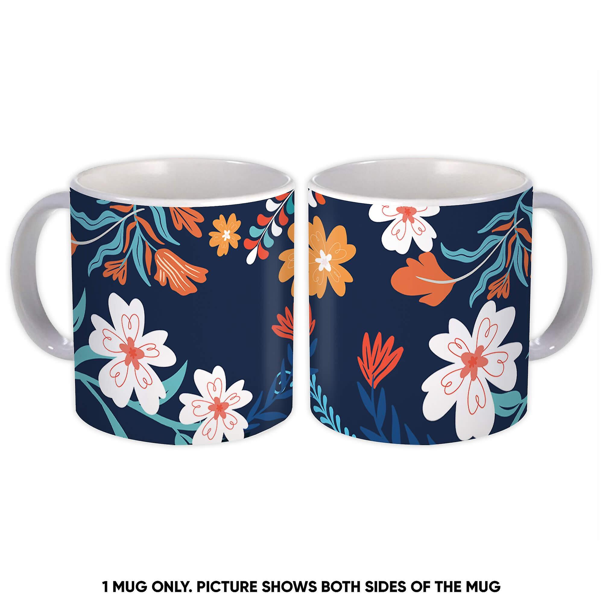 Gift Mug: Style Flower Print Retro